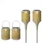 LED Solar Fackeln Laternen hängend Gartenstecker Solarleuchten natur 4er Set LED Solar Fackeln Laternen hängend Gartenstecker Solarleuchten natur 4er Set