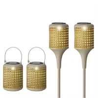 LED Solar Fackeln Laternen hängend Gartenstecker Solarleuchten natur 4er Set LED Solar Fackeln Laternen hängend Gartenstecker Solarleuchten natur 4er Set