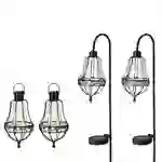 LED Solar Laternen Metall hängend Erdspieß Solarleuchten schwarz Sensor 4 Stück LED Solar Laternen Metall hängend Erdspieß Solarleuchten schwarz Sensor 4 Stück