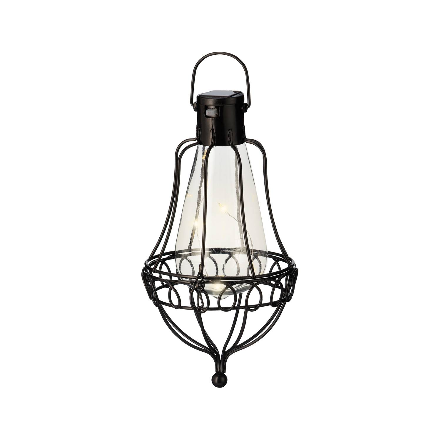 LED Solar Laternen Metall hängend Erdspieß Solarleuchten schwarz Sensor 4 Stück