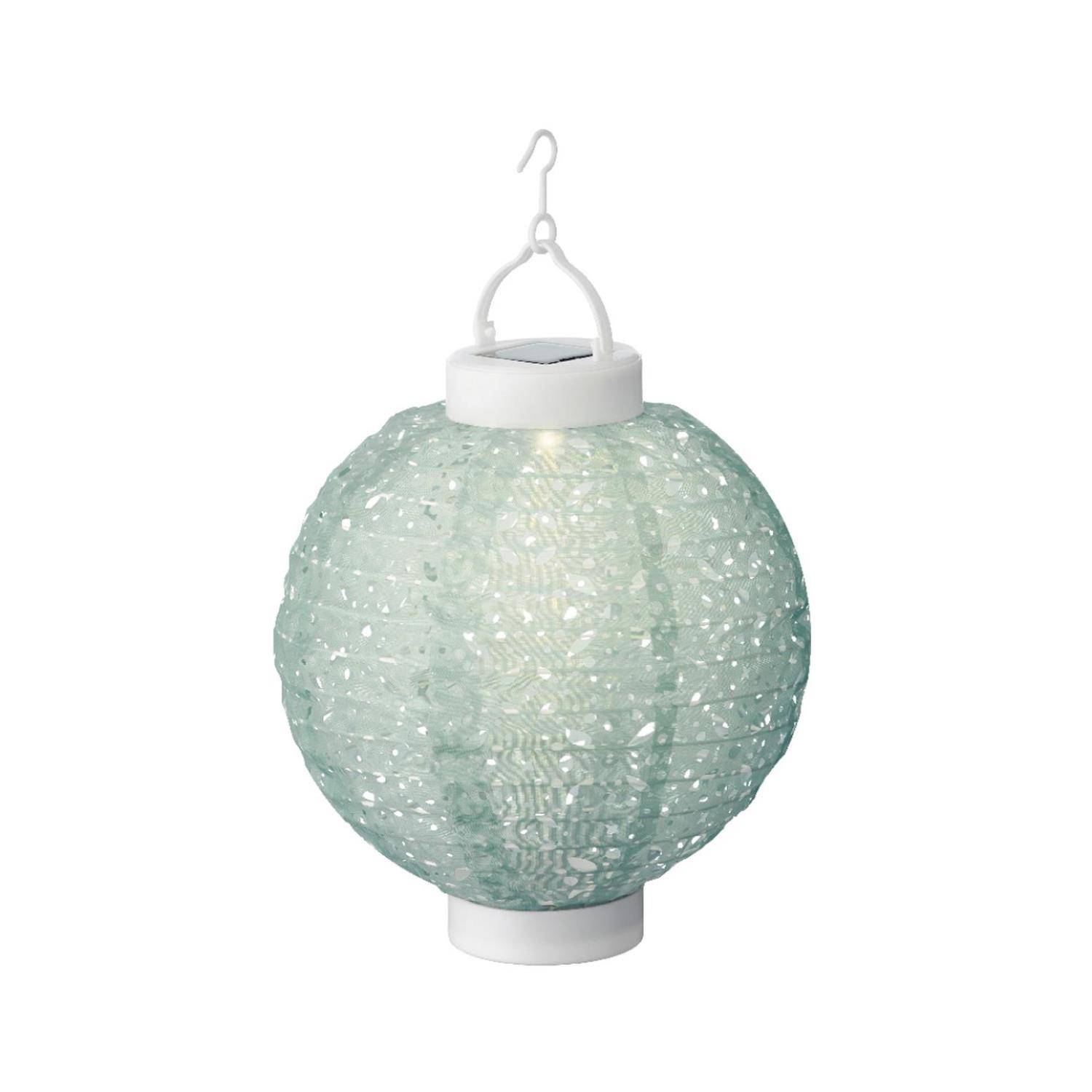 LED Solar Lampion mit Muster grün D: 20cm Party Balkon Terrasse Gartenlampion