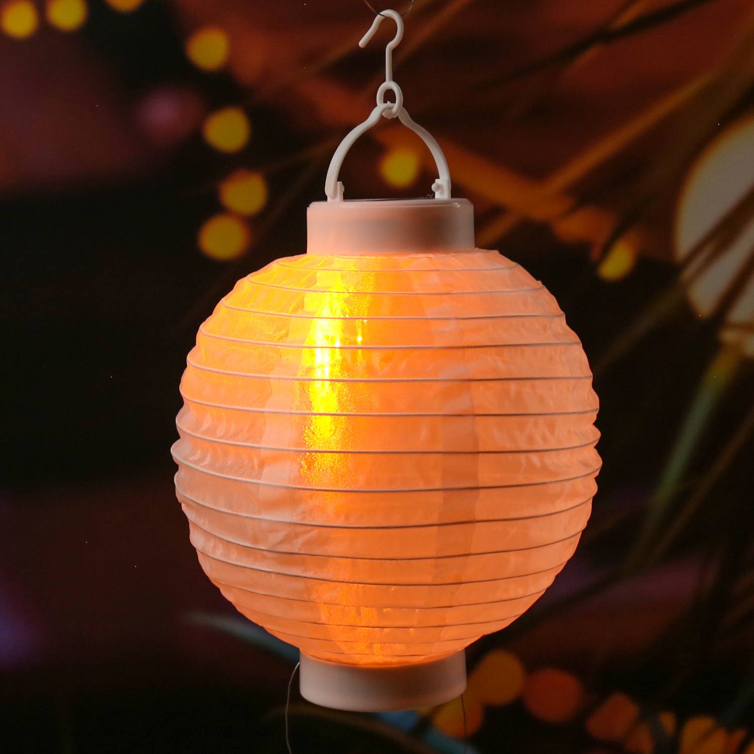 LED Solar Lampion Flammeneffekt Party Balkon Terrasse Gartenlampion D: 20cm weiß