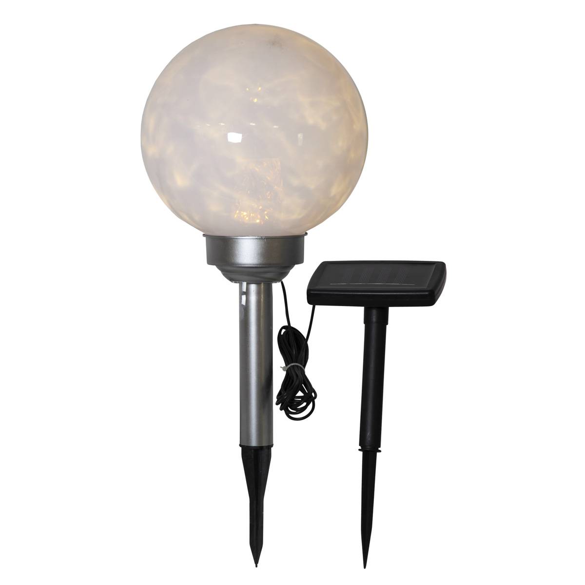 LED Solar Gartenkugel mit Erdspieß rotierende Kugel H: 37cm D: 20cm Sensor