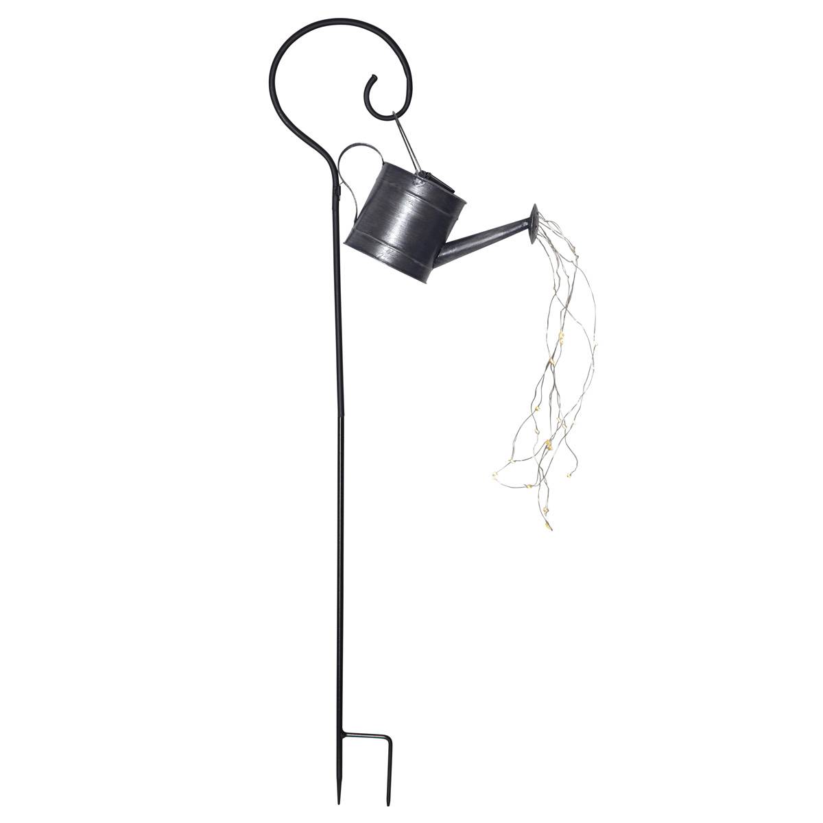 LED Solar Gießkanne mit Erdspieß Wasserfalleffekt Deko Solarleuchte für Garten