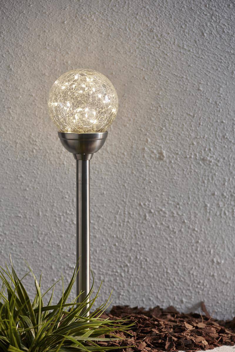 LED Solarkugel Bruchglas Draht Lichterkette Sensor Wegeleuchte Glaskugel Deko