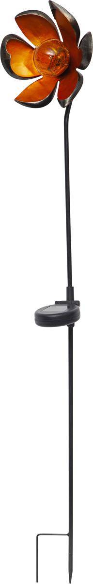 LED-Solarstab "Flora"- schwarz - amber LED - Glaskugel in Blüte - 84cm - Sensor