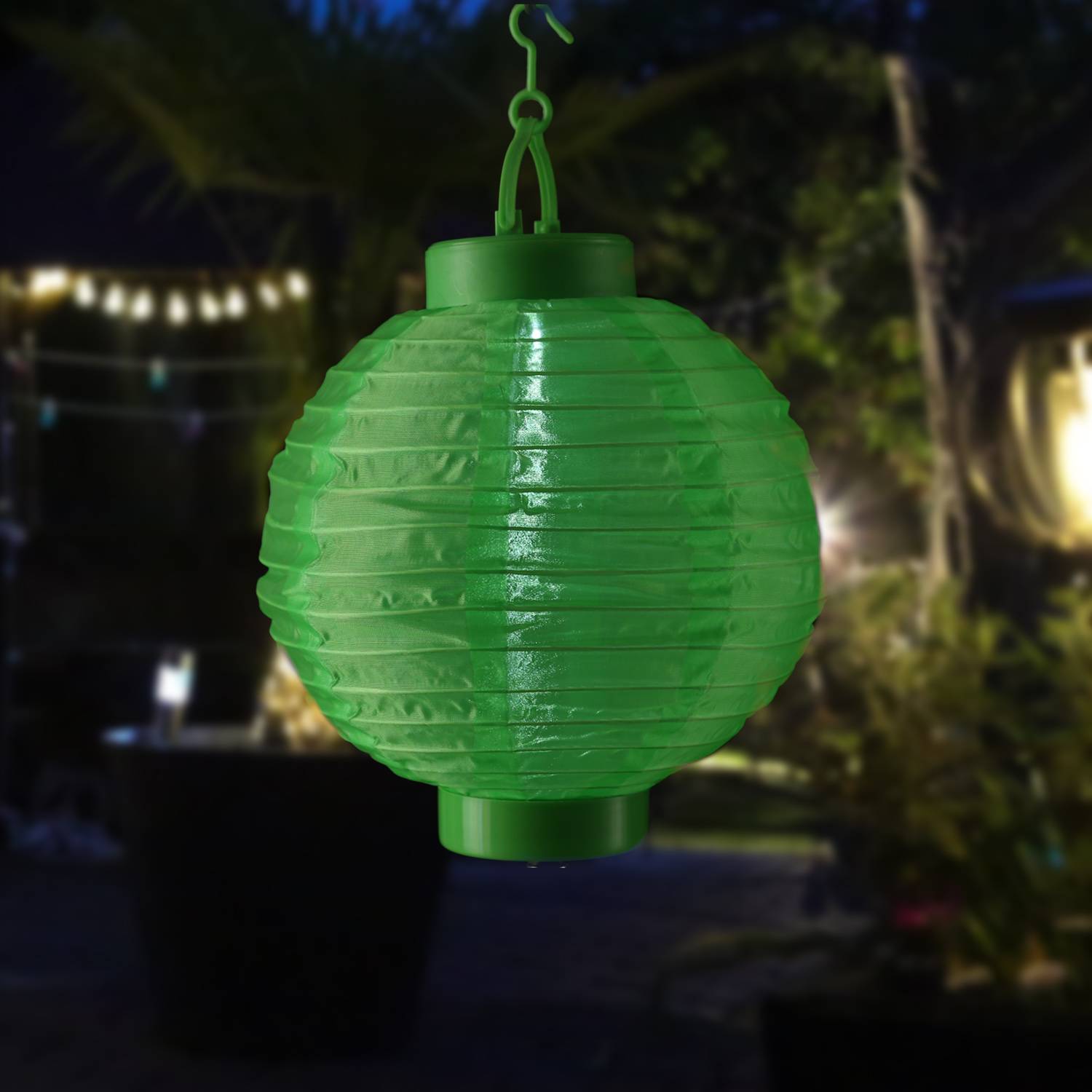 LED Solar Lampion 20cm Party Balkon Terrasse Garten Deko Laterne Sensor grün