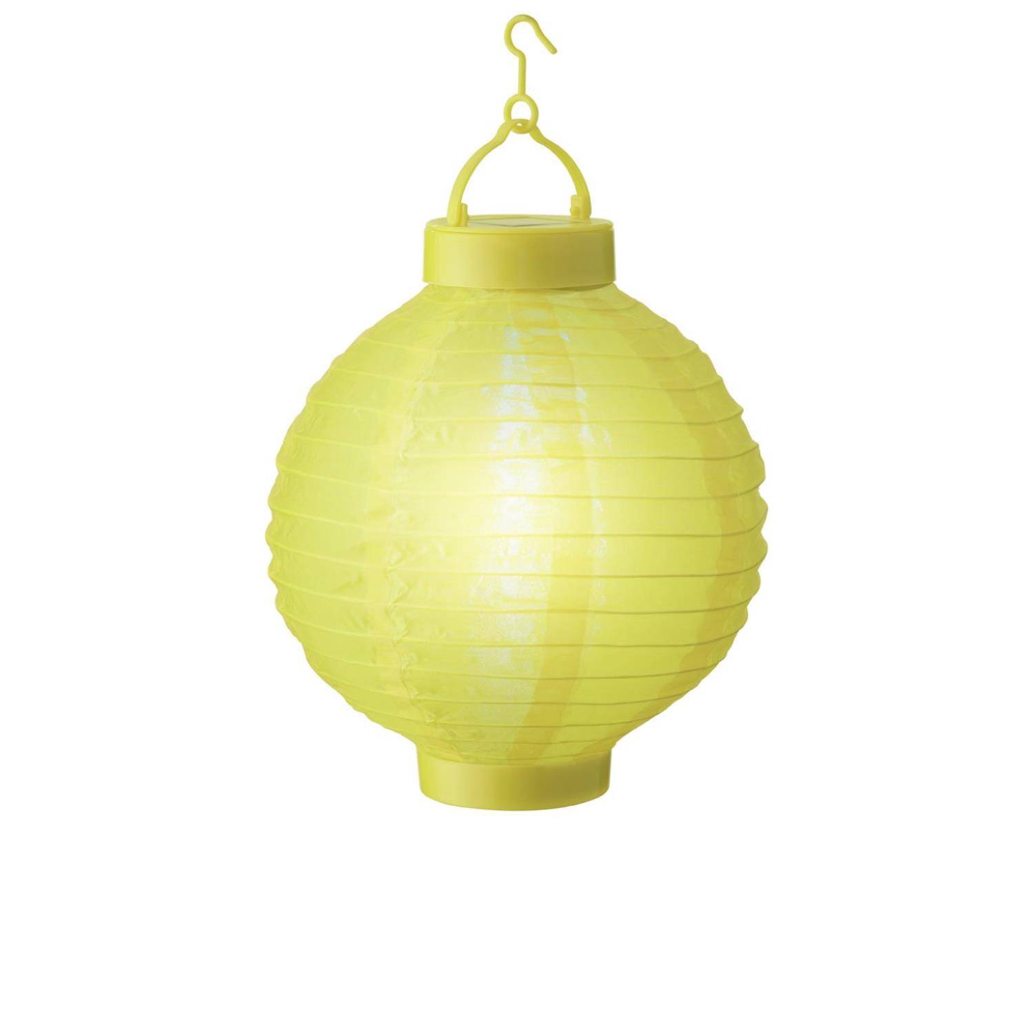 LED Solar Lampion 20cm Party Balkon Terrasse Gartenbeleuchtung Lichtsensor gelb