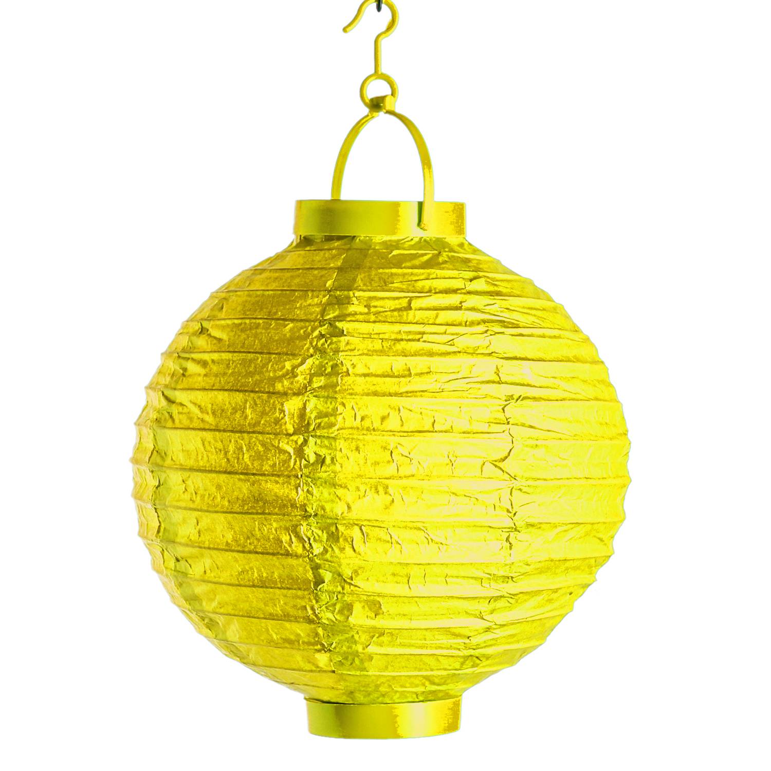 LED Solar Lampion 20cm Party Balkon Terrasse Gartenbeleuchtung Lichtsensor gelb