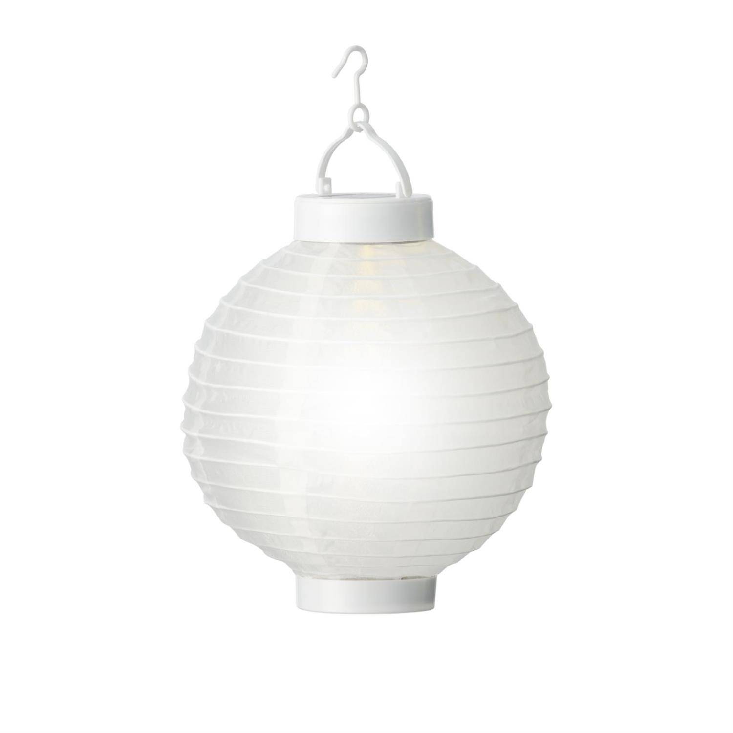 LED Solar Lampion 20cm Party Balkon Terrasse Garten Deko Laterne Sensor weiß