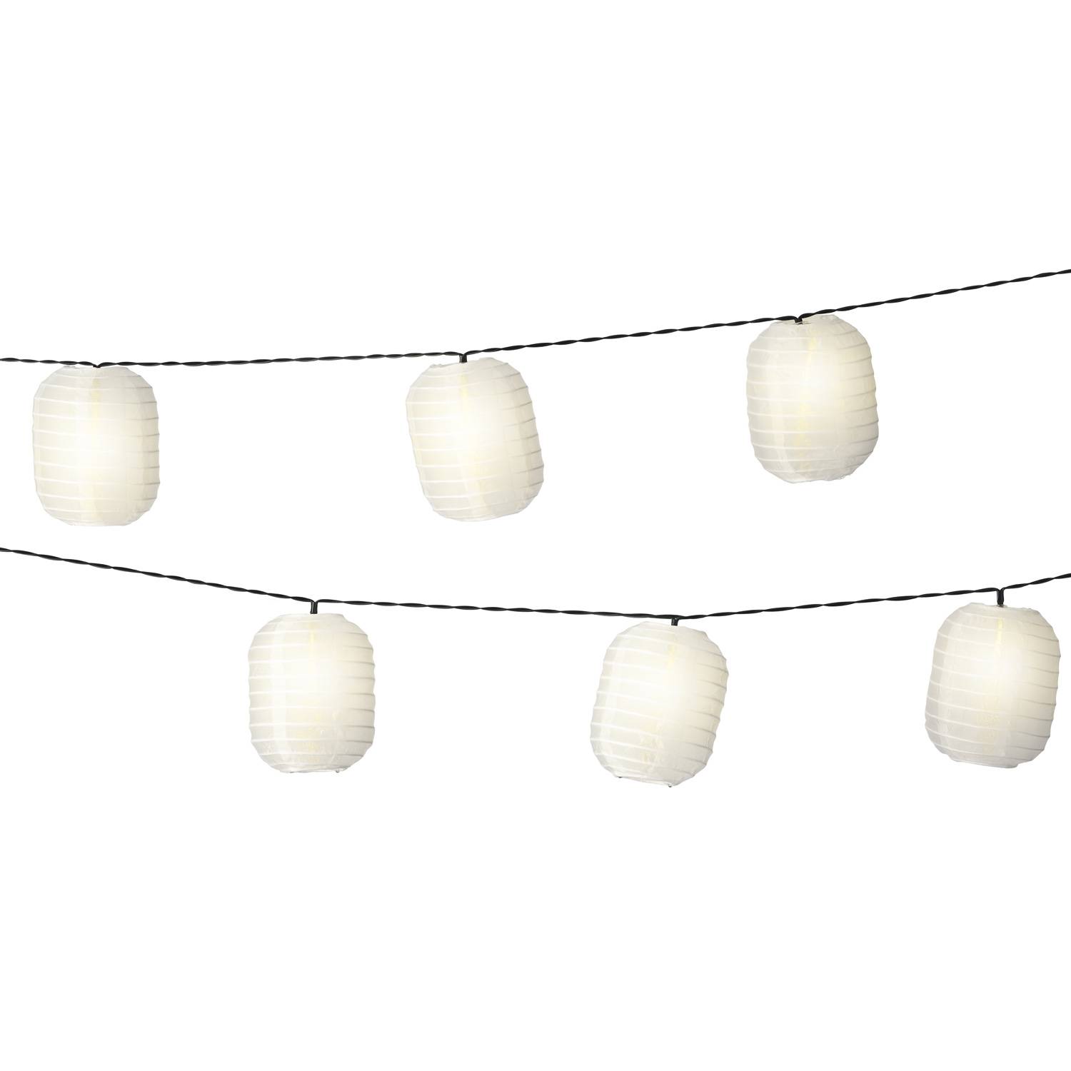 LED Solar Lichterkette 10 weiße Lampions Garten Balkon Terrasse Lampionkette