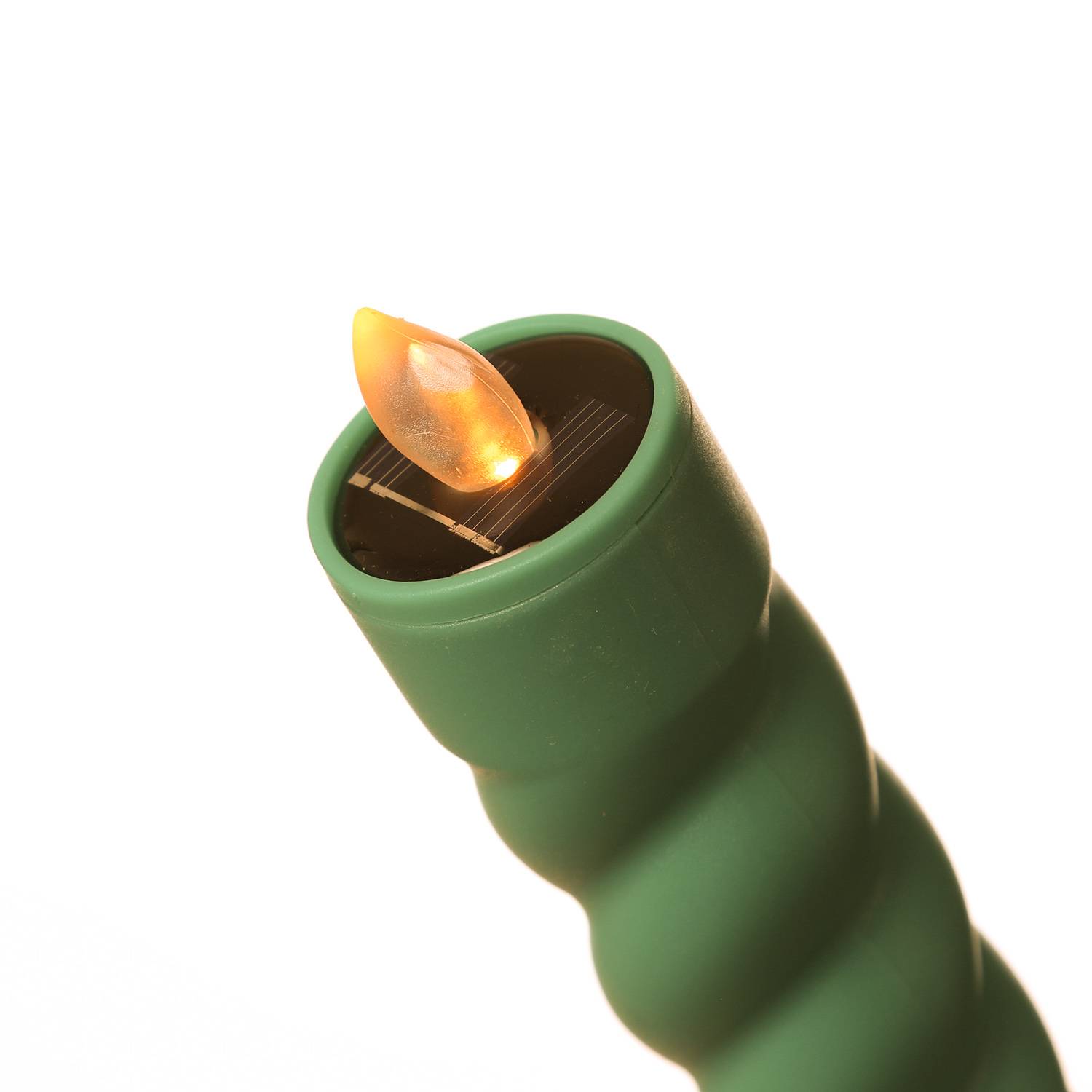 LED Solar Stabkerze Twist grün 106cm Fackel gedreht flackernd Deko Gartenstecker