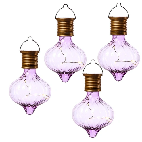 LED Solar Glühbirne Kugelleuchte Solarleuchte Terrasse Balkon Garten lila 4Stück LED Solar Glühbirne Kugelleuchte Solarleuchte Terrasse Balkon Garten lila 4Stück