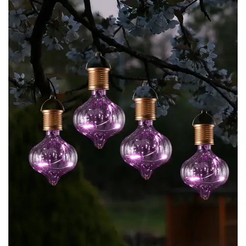 LED Solar Glühbirne Kugelleuchte Solarleuchte Terrasse Balkon Garten lila 4Stück LED Solar Glühbirne Kugelleuchte Solarleuchte Terrasse Balkon Garten lila 4Stück