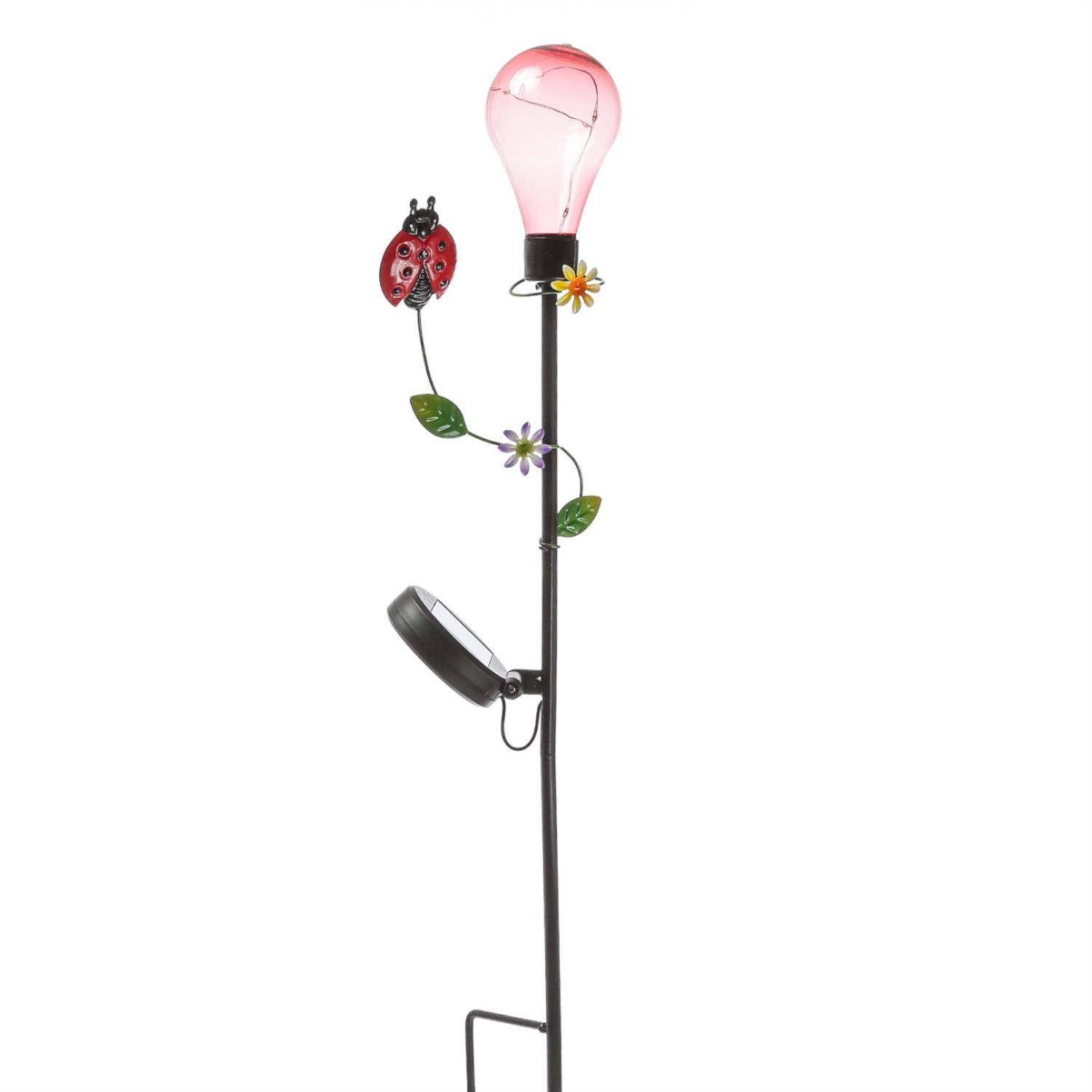 LED Solar Gartenstecker Marienkäfer Erdspieß Glühbirne für Garten Balkon H: 84cm