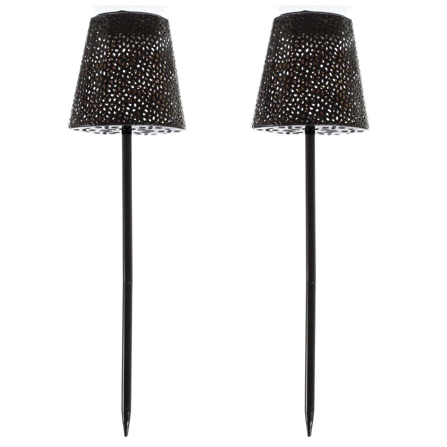 LED Solar Gartenleuchten Blumenmuster Gartenstecker Erdspieß Wegleuchte 58cm 2St