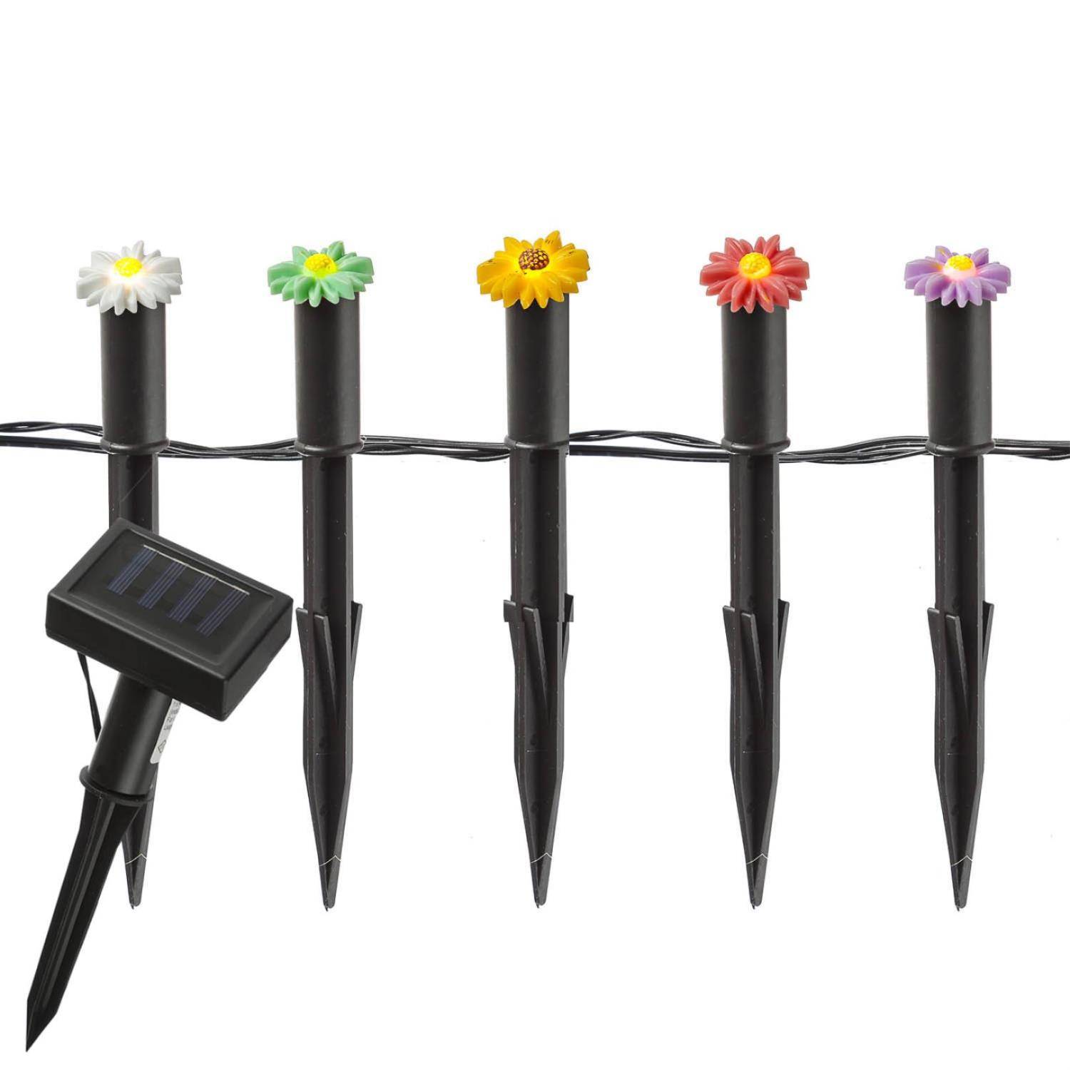 LED Solar Lichterkette Blumen Beetstecker Gartenstecker Stabbeleuchtung Sensor