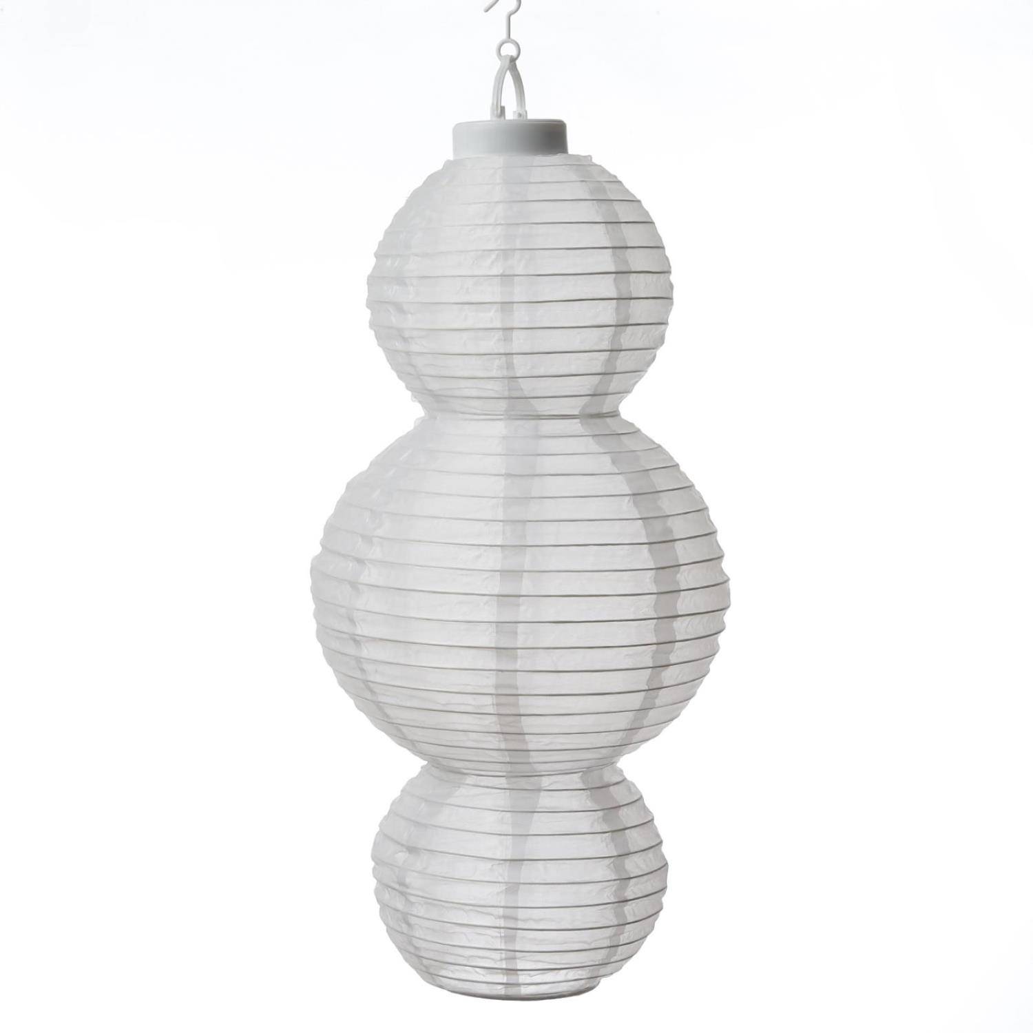 LED Solar Lampion H: 60cm Party Balkon Terrasse Garten Deko Laterne Sensor weiß