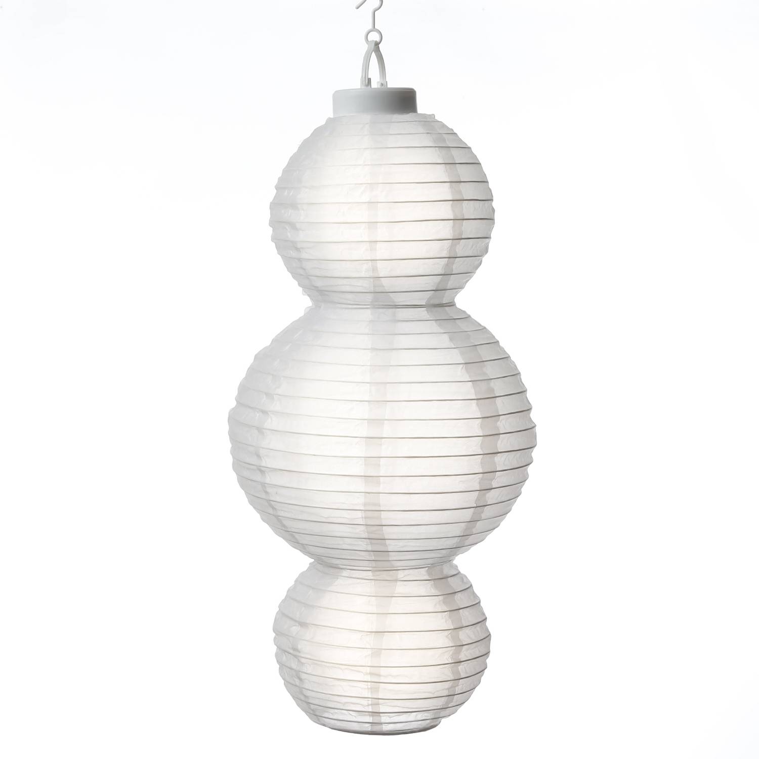 LED Solar Lampion H: 60cm Party Balkon Terrasse Garten Deko Laterne Sensor weiß