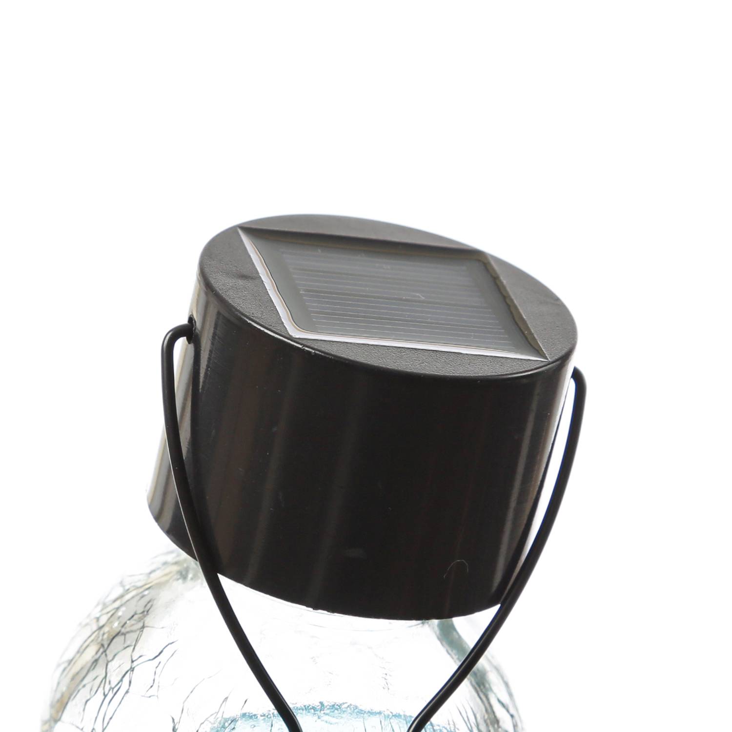 LED Solar Hängeleuchte CRACKLE Bruchglas-Optik Solarleuchte Kugelleuchte H: 9cm