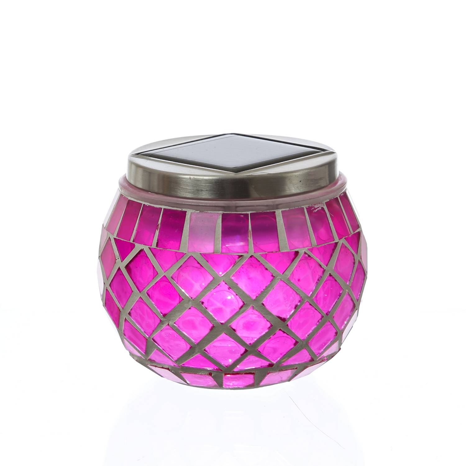 LED Solar Windlichter Mosaik Solarglas Solarleuchte Mosaikleuchte Tischlampe 4St