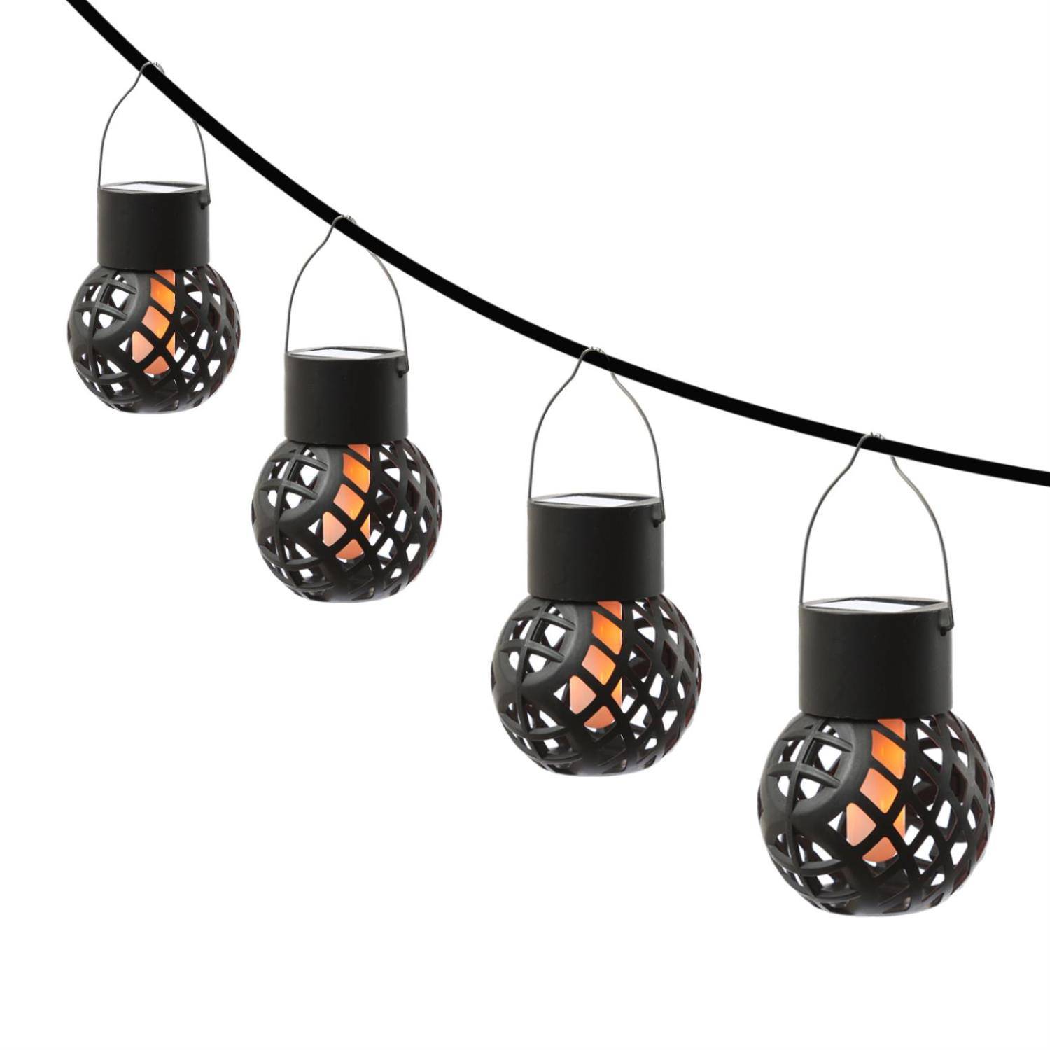 LED Solar Hängeleuchte Feuerball Garten Balkon Kugelleuchte Flammeneffekt 4St.