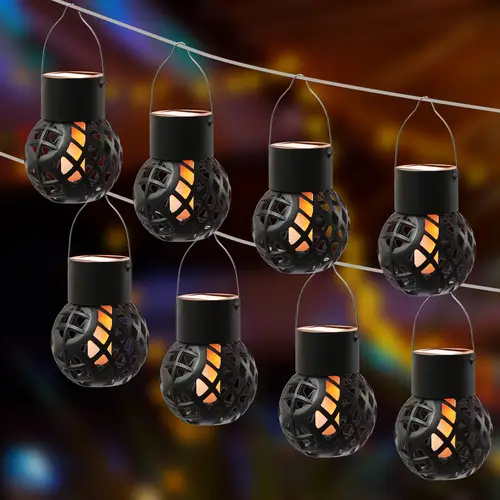 LED Solar Hängeleuchte Feuerball Garten Balkon Kugelleuchte Flammeneffekt 8St. LED Solar Hängeleuchte Feuerball Garten Balkon Kugelleuchte Flammeneffekt 8St.