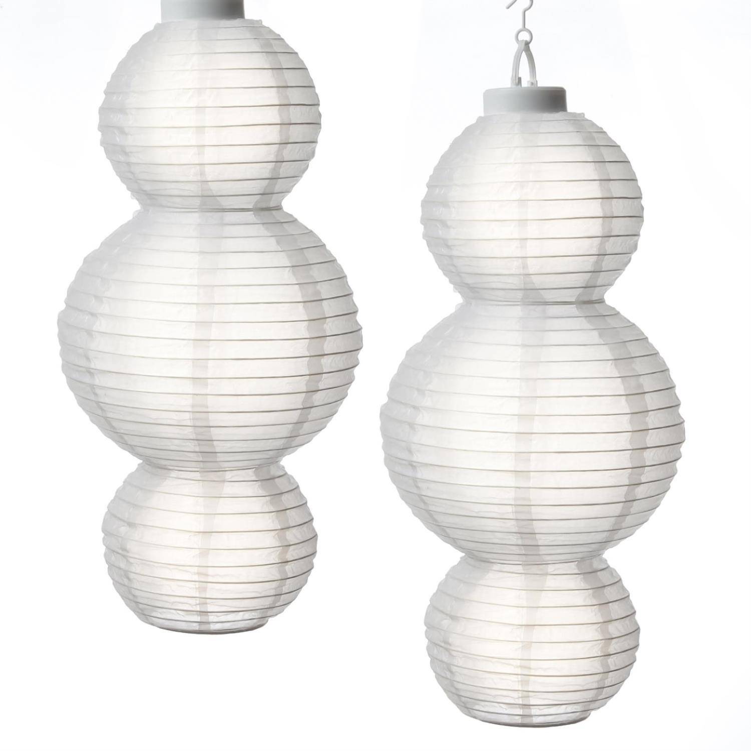 XL LED Solar Lampion H: 60cm Party Balkon Terrasse Garten Deko Sensor 2 Stück