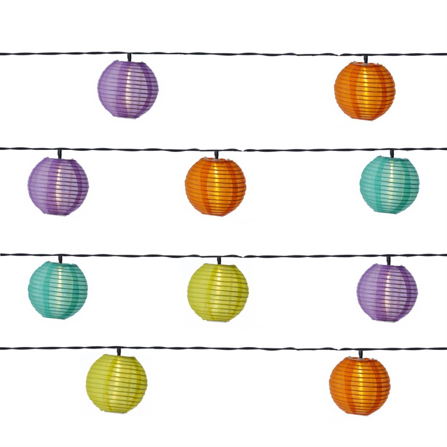 LED Solar Lichterkette Lampions 10 bunte Lampions Garten Balkon Terrasse 4,5m