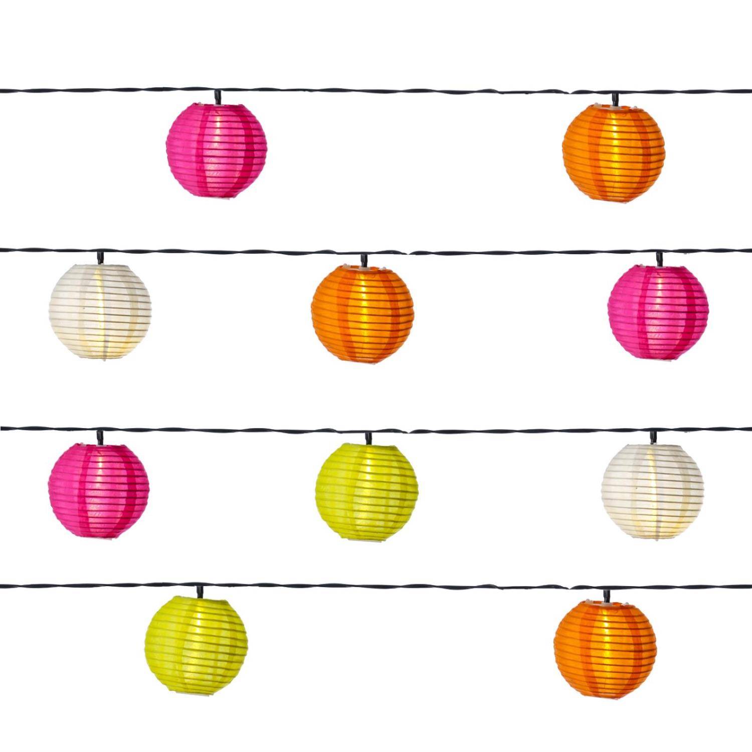 LED Solar Lichterkette Lampions 10 bunte Lampions Garten Balkon Terrasse 4,5m