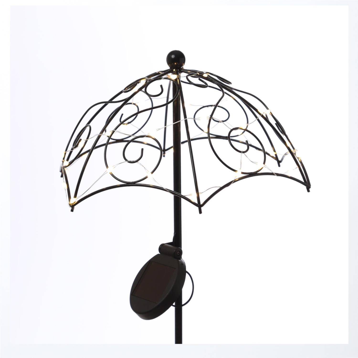 LED Solar Gartenstecker Sonnenschirm leuchtende Gartendeko Schirm