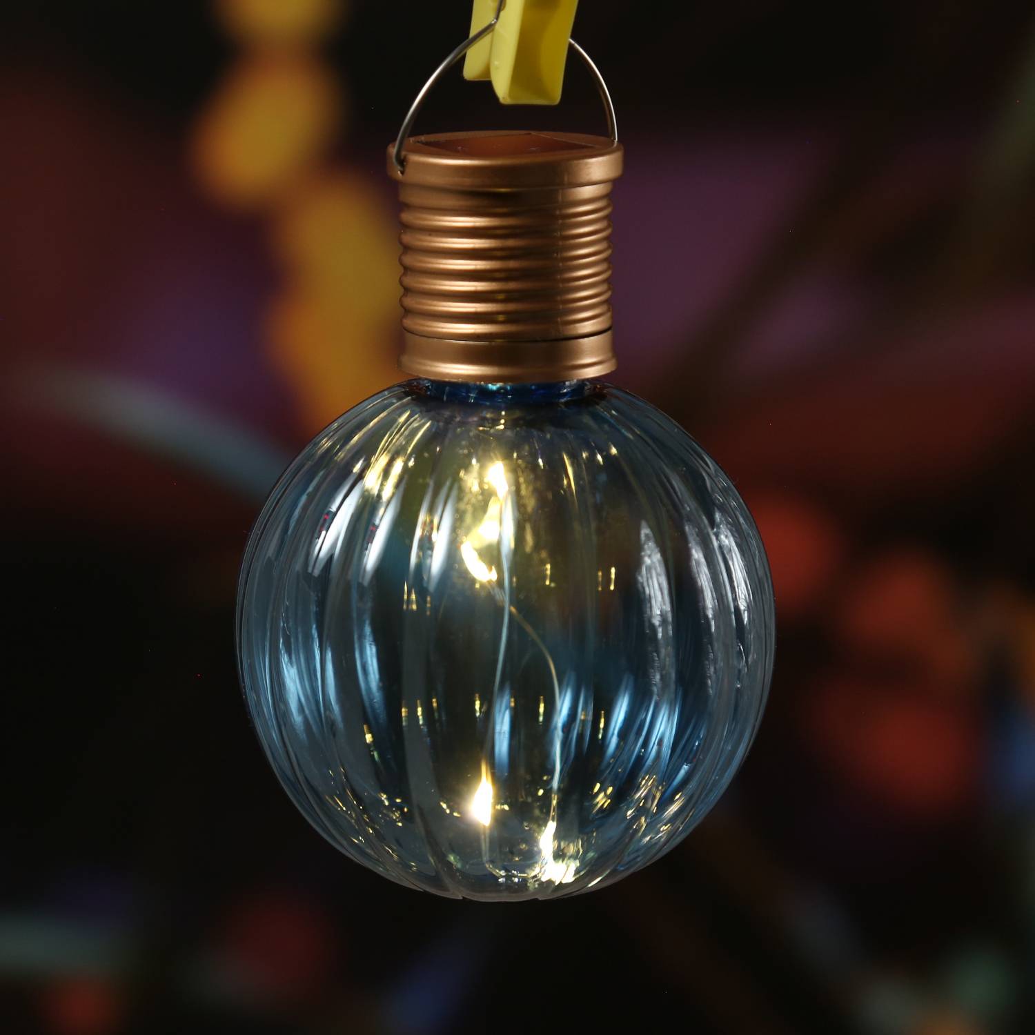 LED Solar Glühbirne Kugelleuchte Solarleuchte Terrasse Balkon Gartendeko blau