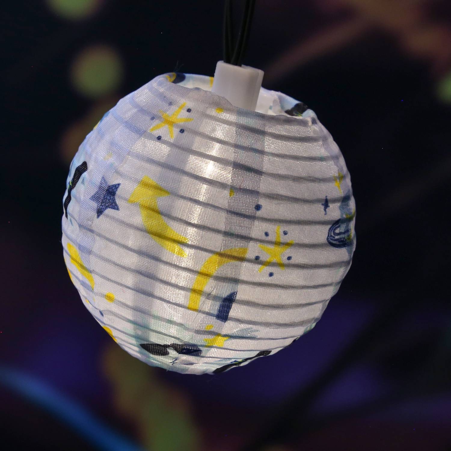 LED Solar Lichterkette 10 blaue Lampions Weltall Himmel Garten Balkon Terrasse