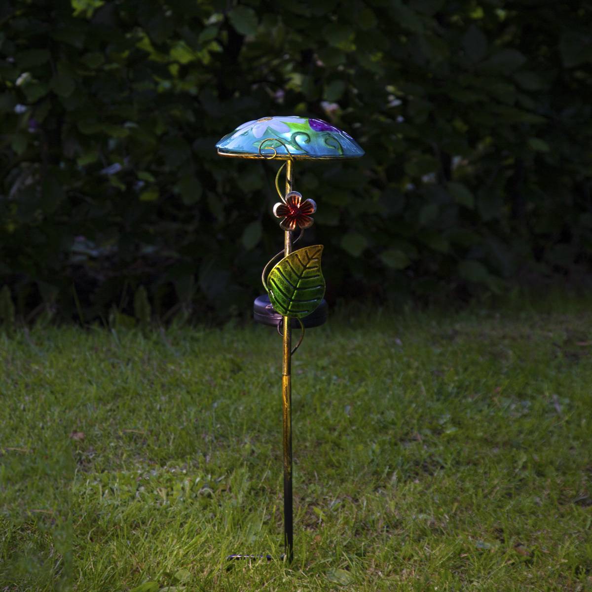 LED Solarstab Glasschirm Schmetterling bemalt Gartenstecker Gartendeko Balkon