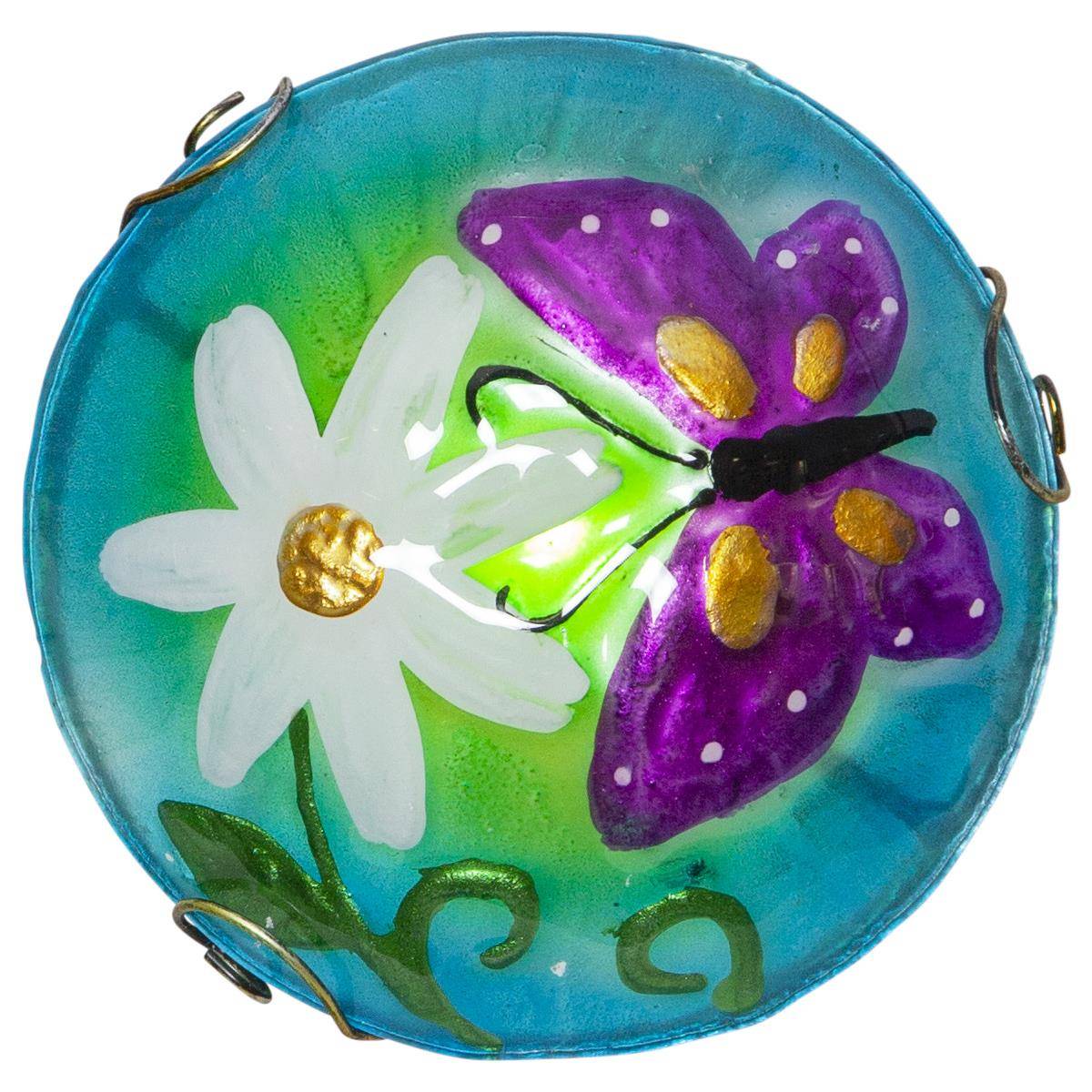 LED Solarstab Glasschirm Schmetterling bemalt Gartenstecker Gartendeko Balkon