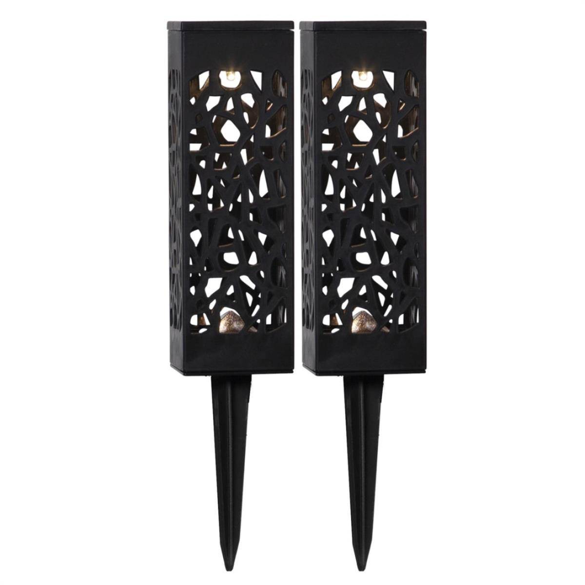 LED Solar Wegleuchte Schattenlaterne Lochmuster H: 18cm Balkon Garten 2er Set