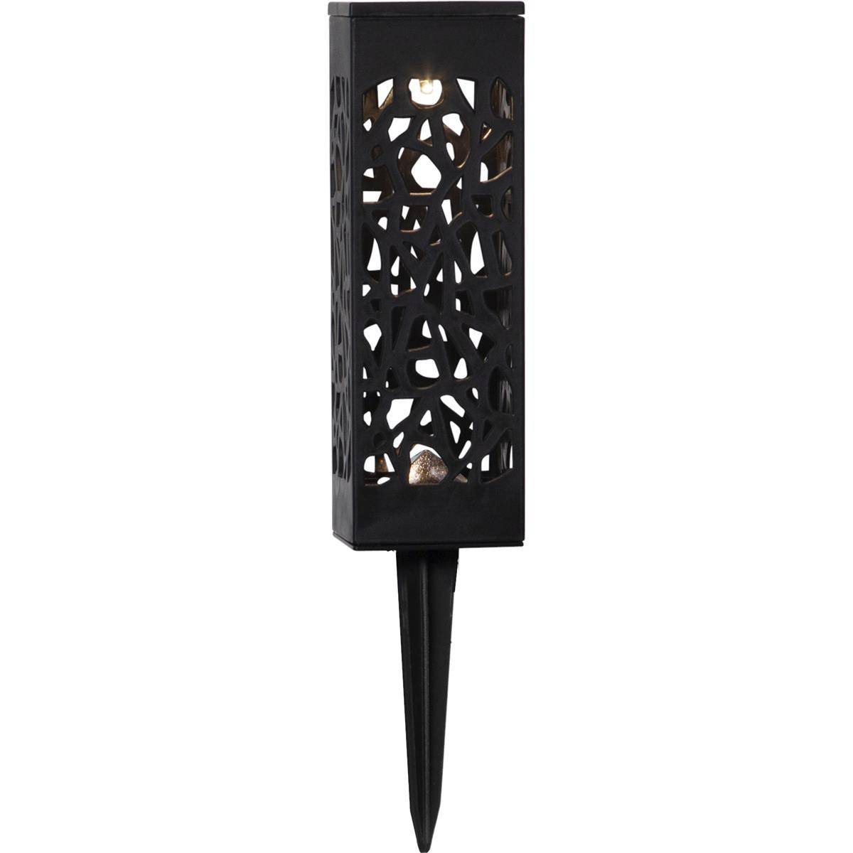 LED Solar Wegleuchte Schattenlaterne Lochmuster H: 18cm Balkon Garten 2er Set