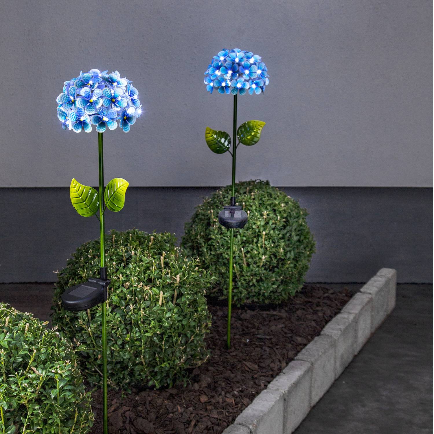 LED Solarstab Hortensie blau Gartenstecker Blume Deko Leuchte Garten Balkon Deko