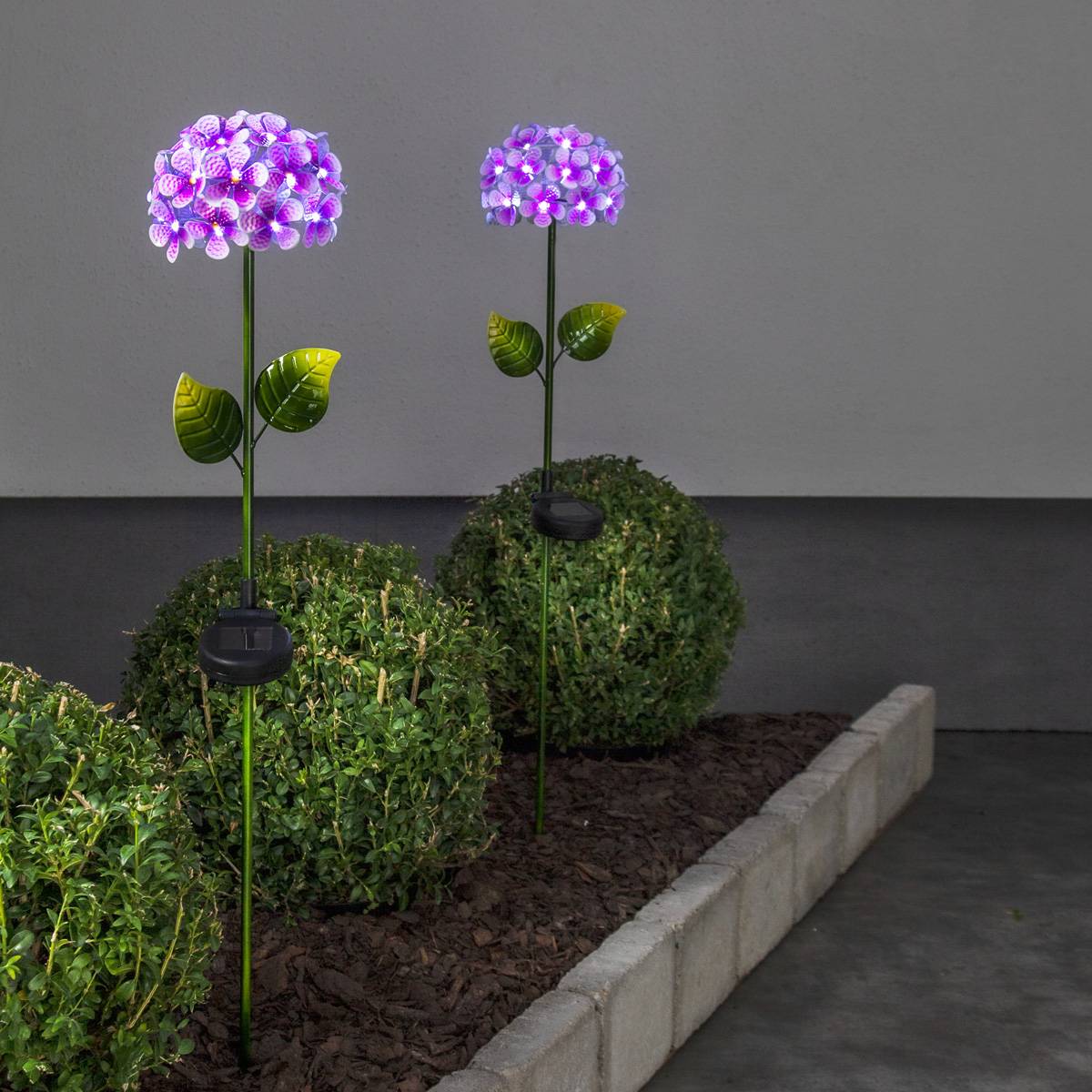 LED Solarstab Hortensie pink Gartenstecker Blume Deko Leuchte Garten Balkon Deko
