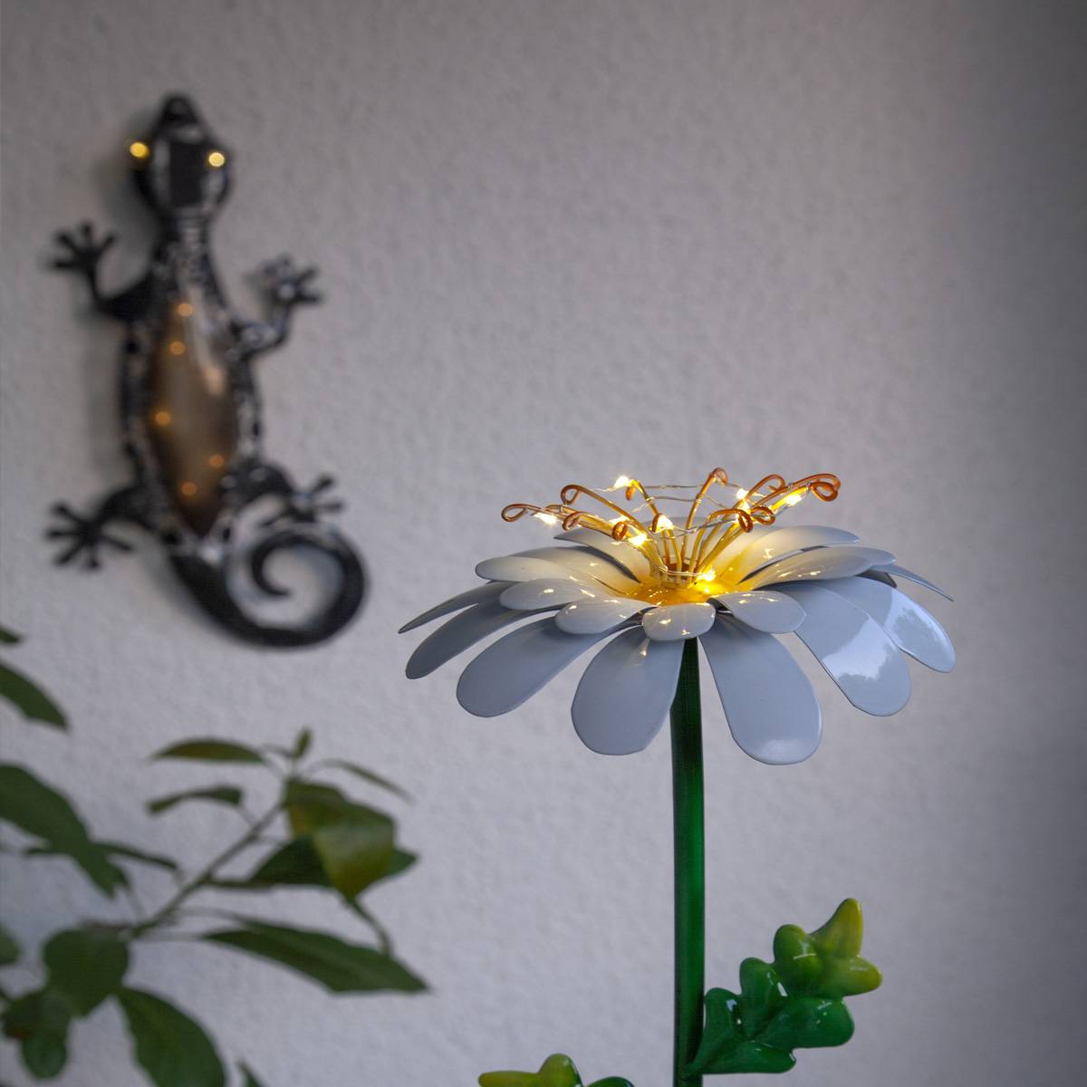 LED Solarstab Blume Gänseblümchen Pflanze Lichtsensor Garten Terasse Gartendeko