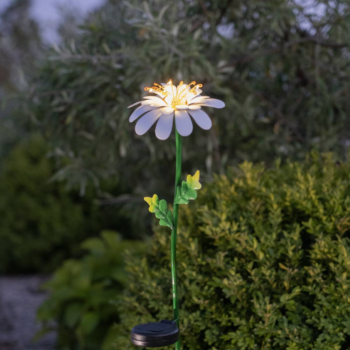 LED Solarstab Blume Gänseblümchen Pflanze Lichtsensor Garten Terasse Gartendeko