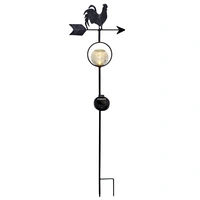LED Solarstab Hahn mit Windrichtungspfeil H: 81cm Wetterhahn Kugel beleuchtet LED Solarstab Hahn mit Windrichtungspfeil H: 81cm Wetterhahn Kugel beleuchtet