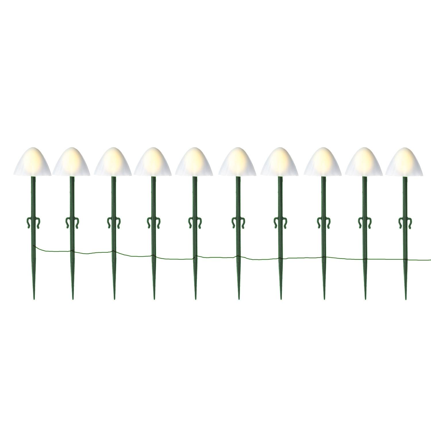 LED Solar Lichterkette Mini Pilze 10 Gartenstecker für Garten 8 Funkt. Sensor