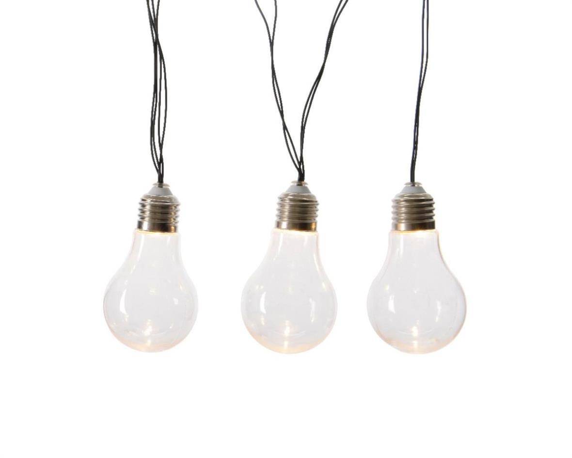 LED Solar Lichterkette 10 transparente Glühbirnen Außen Garten Balkon outdoor