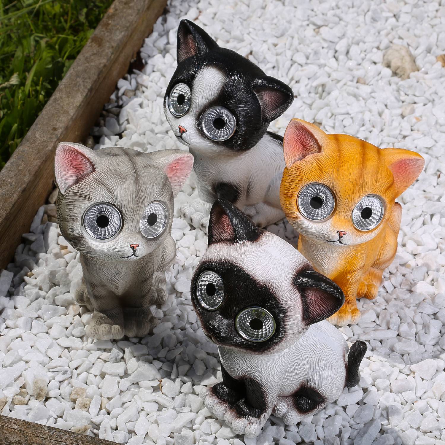 LED Solar Leuchte KATZE LILLY Gartenfigur Solarfigur Tierfigur Gartendeko H:16cm