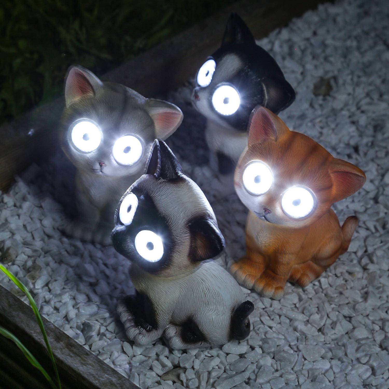 LED Solar Leuchte KATZE LILLY Gartenfigur Solarfigur Tierfigur Gartendeko H:16cm