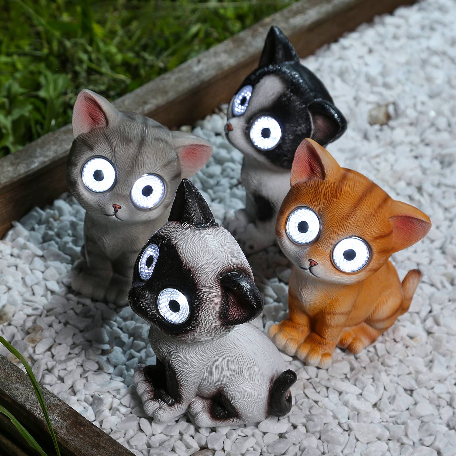 LED Solar Leuchte KATZE LILLY Gartenfigur Solarfigur Tierfigur Gartendeko H:16cm