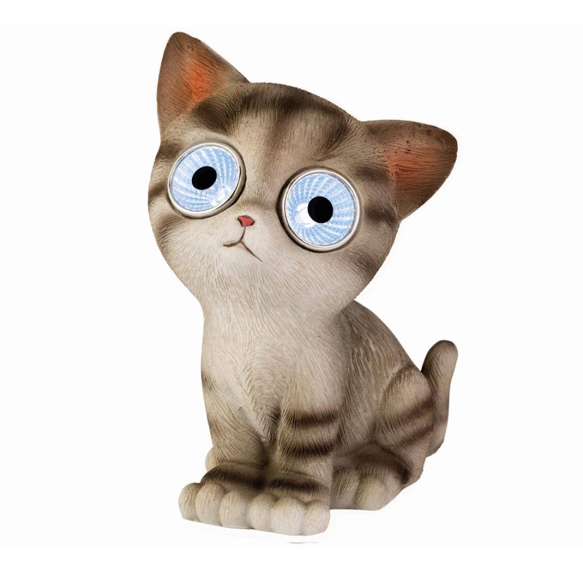 LED Solar Leuchte KATZE FELIX Gartenfigur Solarfigur Tierfigur Gartendeko H:16cm