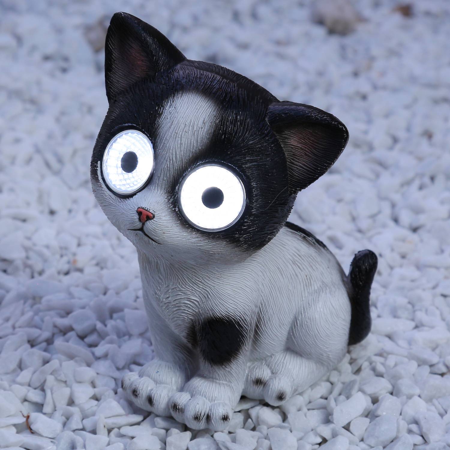 LED Solar Leuchte KATZE CHARLIE Gartenfigur Solarfigur Tierfigur Gartendeko 16cm
