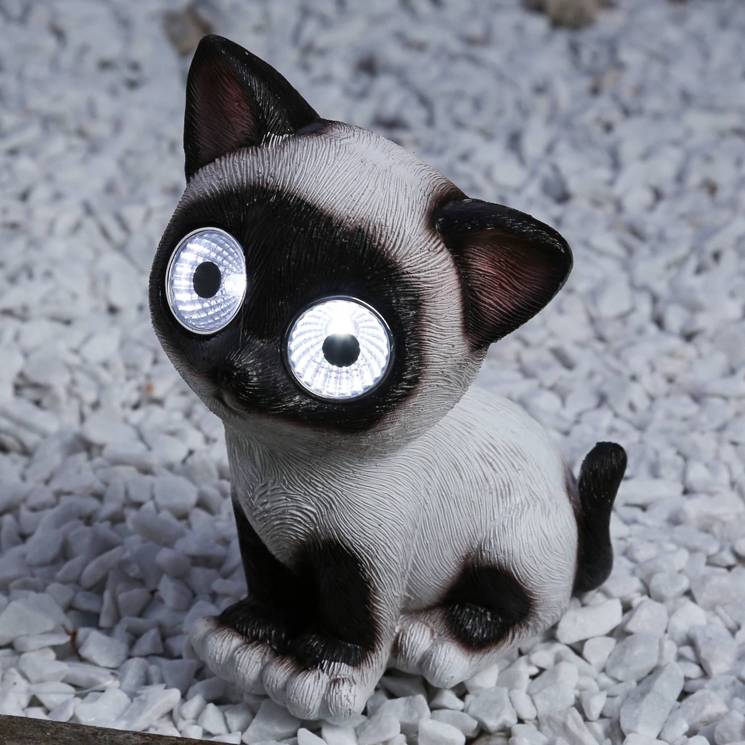 LED Solar Leuchte KATZE BELLA Gartenfigur Solarfigur Tierfigur Gartendeko H:16cm